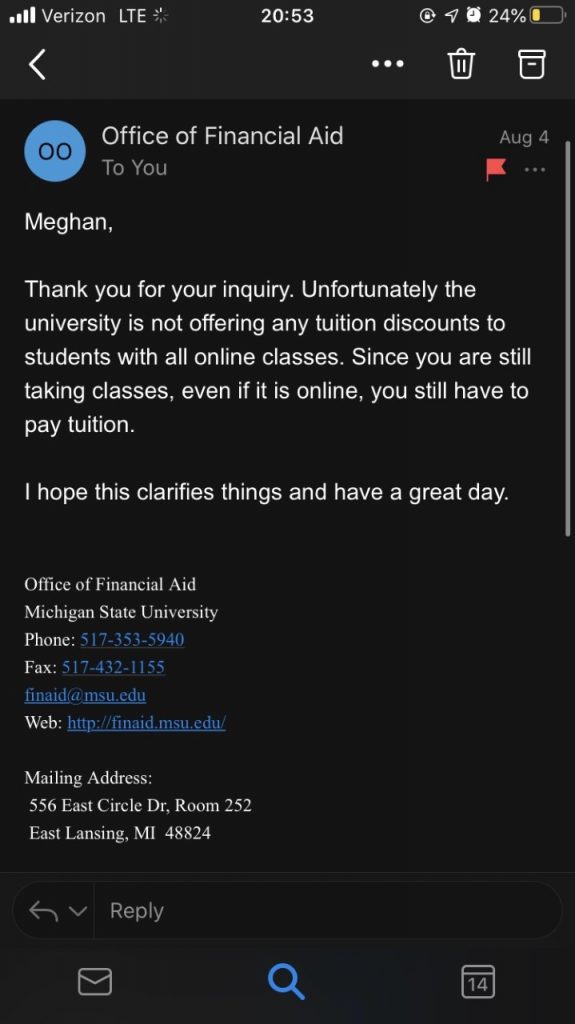 Lowering Tuition in a Pandemic