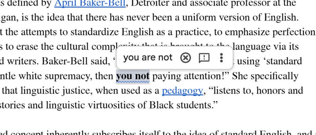The Politics of Grammar: “You not paying attention”